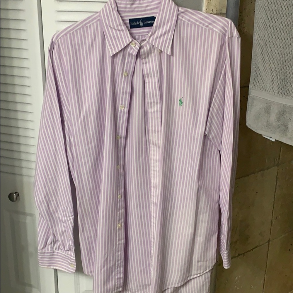 Ralph Lauren Dress Shirt Purple and white stripes